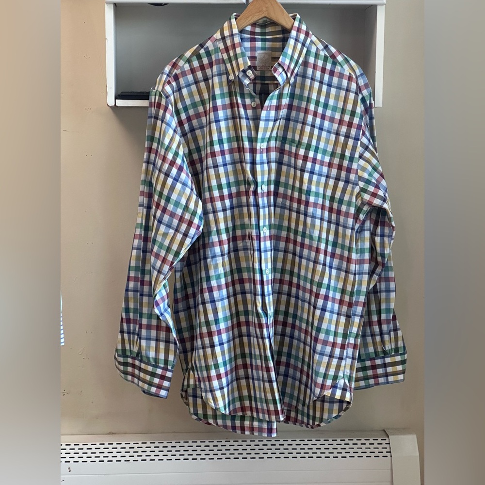 Brooks Brothers Golden Fleece Multicolor Check Men’s Dress Shirt Size XL